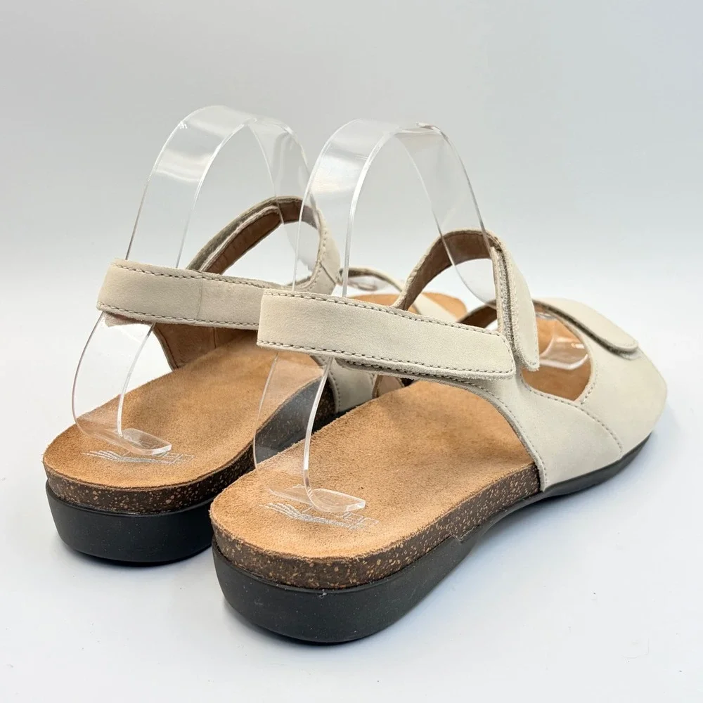 Dansko Ronda Cork‎ Sandals Nubuck Ivory Triple Strap Comfort Womens 40 US 9.5-10